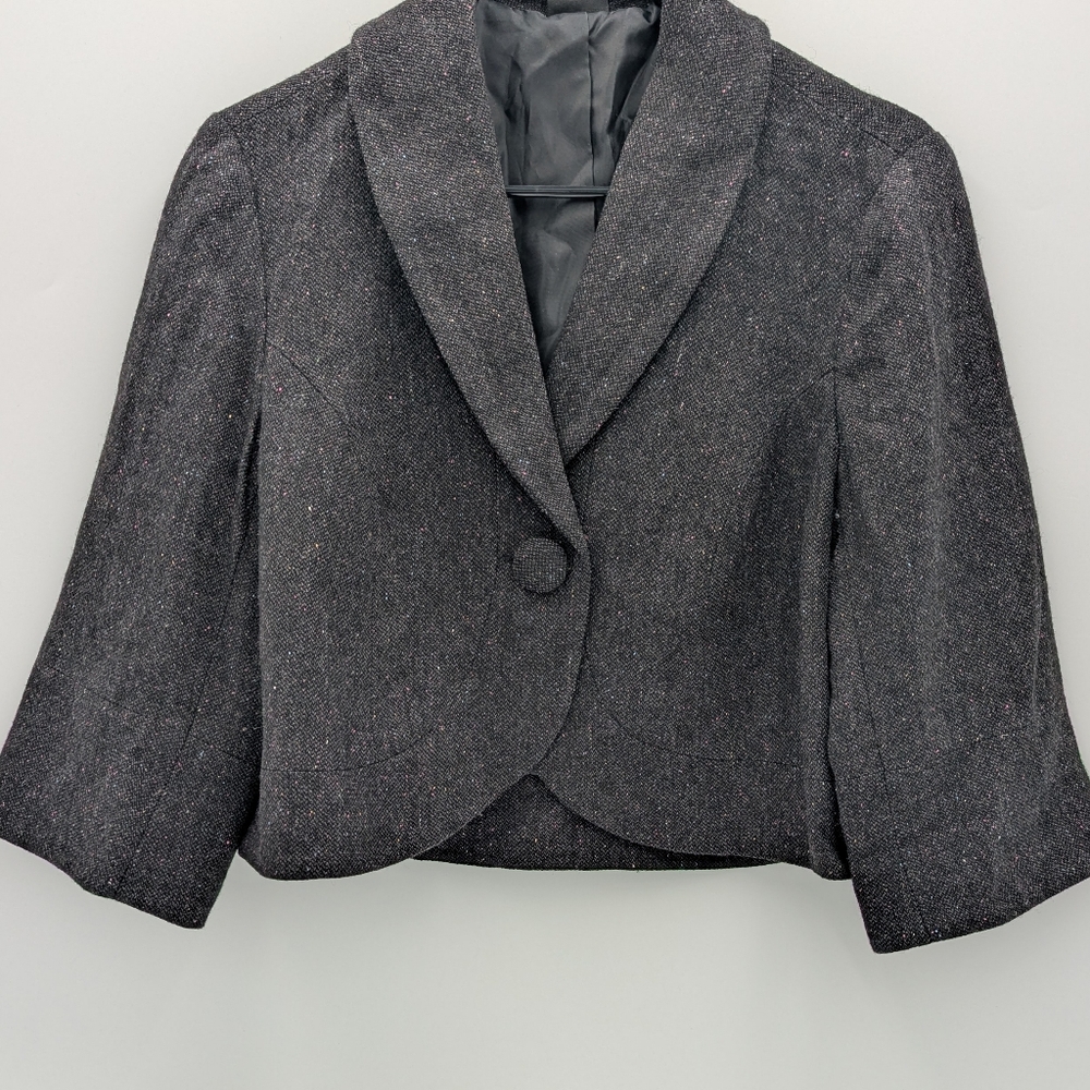 Tribal Wool Blend Bolero Jacket Academia Corporate Women's 10 Charcoal Office